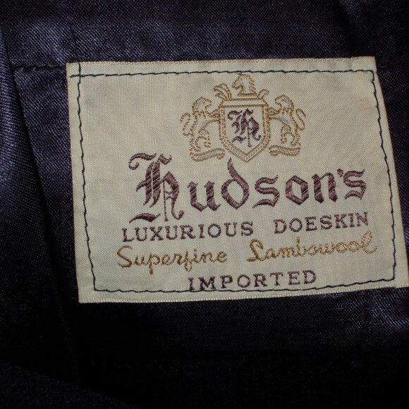 Vintage Navy Blue Heavy Thick Lambs Wool Over Car Coat Hudson's Dupuis 1950s MED - Picture 11 of 12